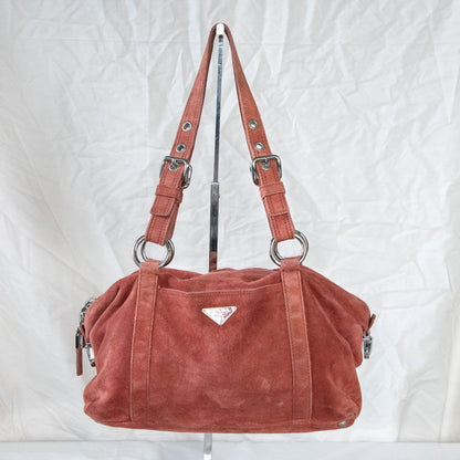 Prada Suede Peach Shoulder Bag  Icarus Vintage