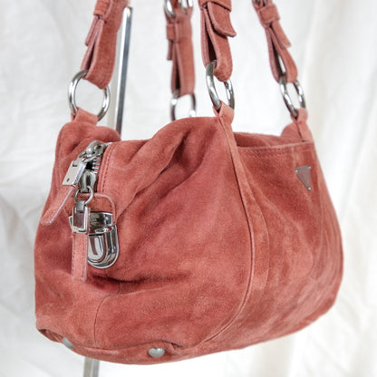 Prada Suede Peach Shoulder Bag  Icarus Vintage