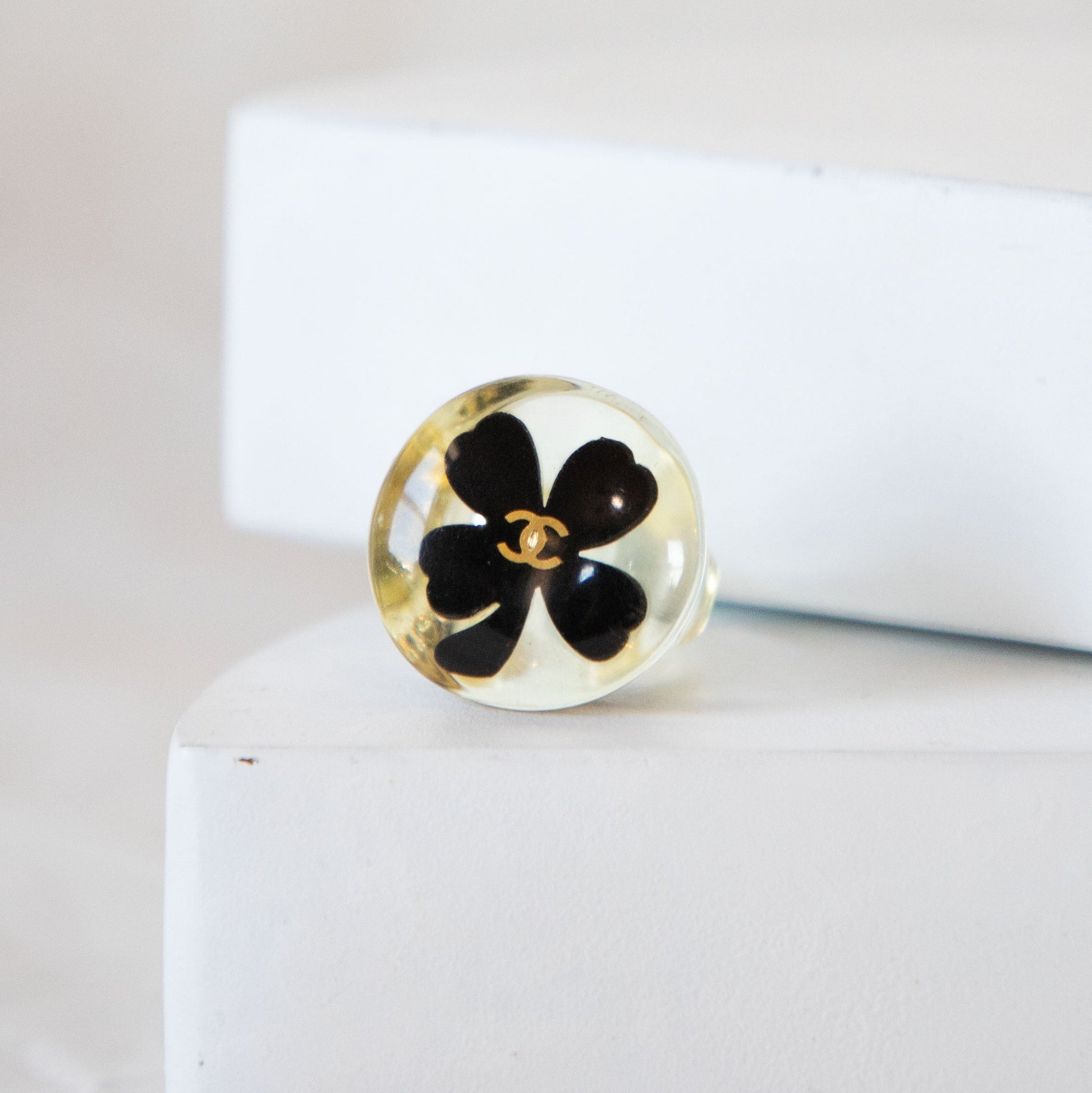 Chanel Four Leaf Clover Resin Ring  Icarus Vintage