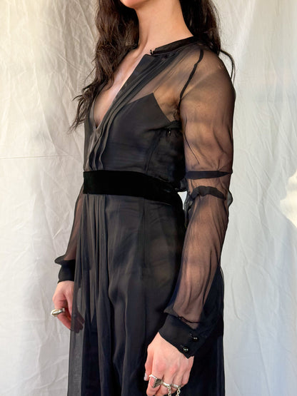 Miu Miu Black Silk Chiffon Dress  Icarus Vintage