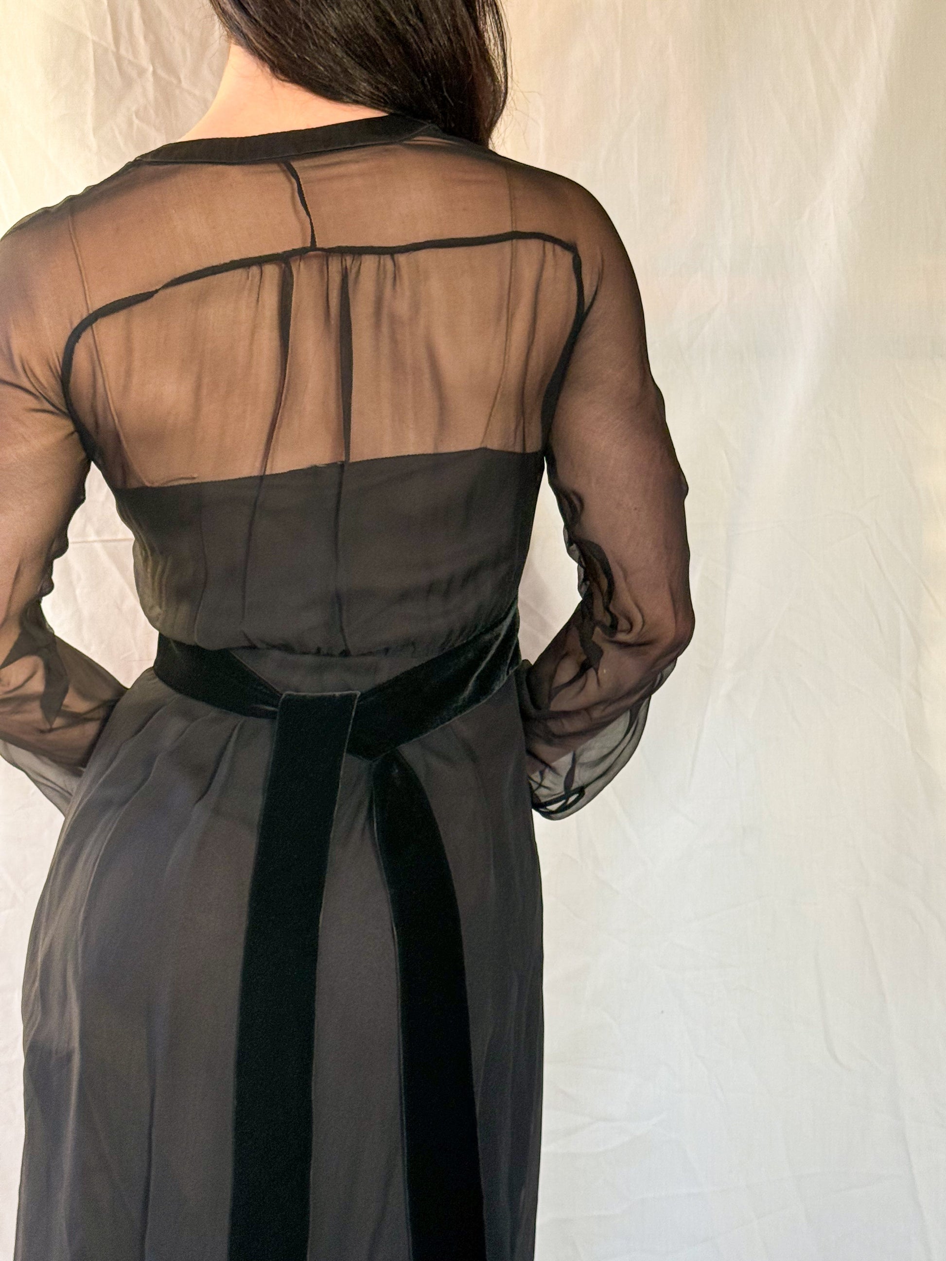 Miu Miu Black Silk Chiffon Dress  Icarus Vintage