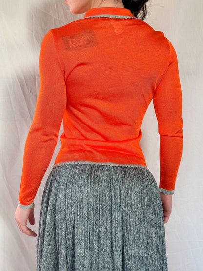 Versace Spring 1997 Orange Semi-sheer Knit Top  Icarus Vintage