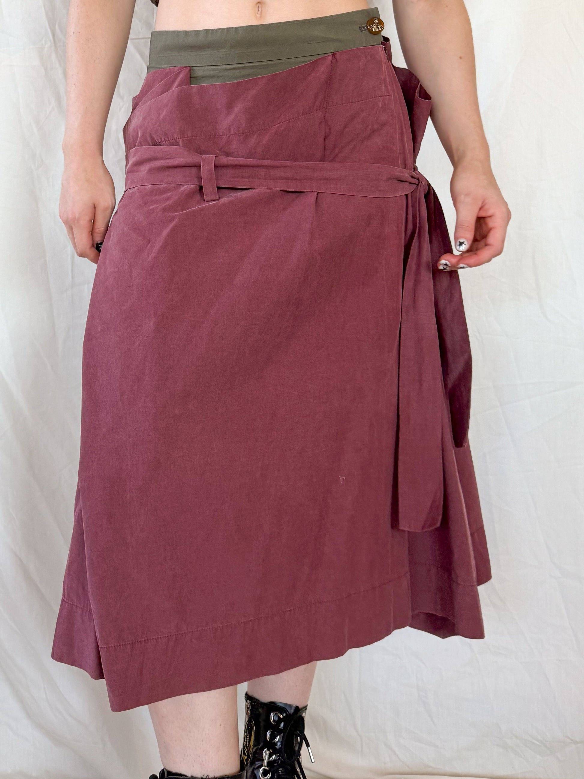 Vivienne Westwood Maroon Draped Skirt  Icarus Vintage