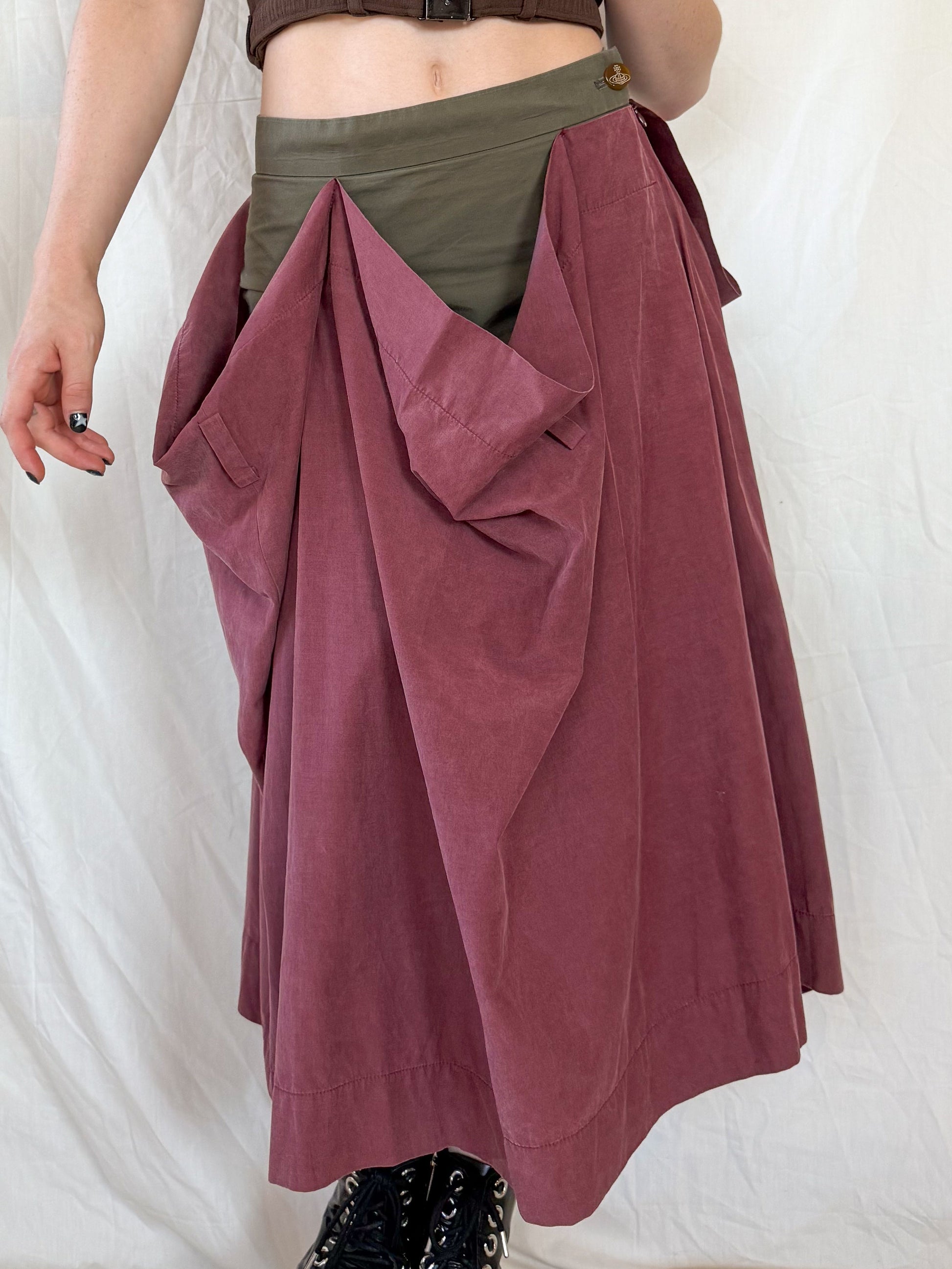 Vivienne Westwood Maroon Draped Skirt  Icarus Vintage