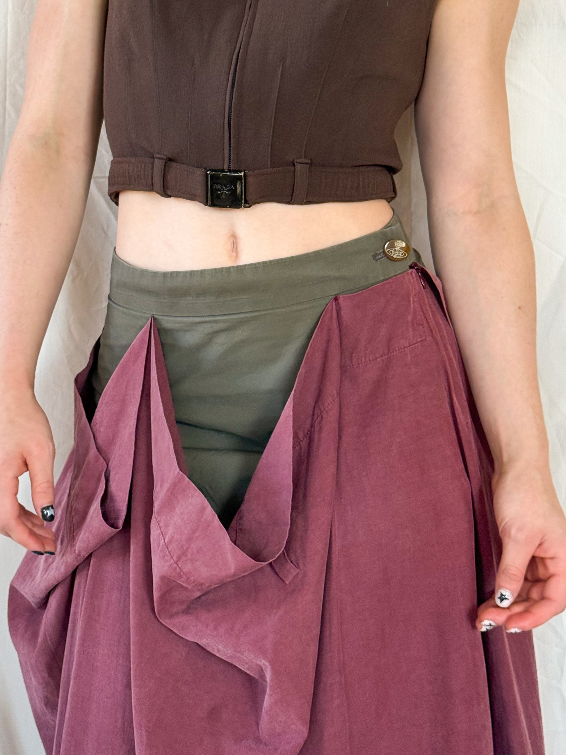 Vivienne Westwood Maroon Draped Skirt  Icarus Vintage