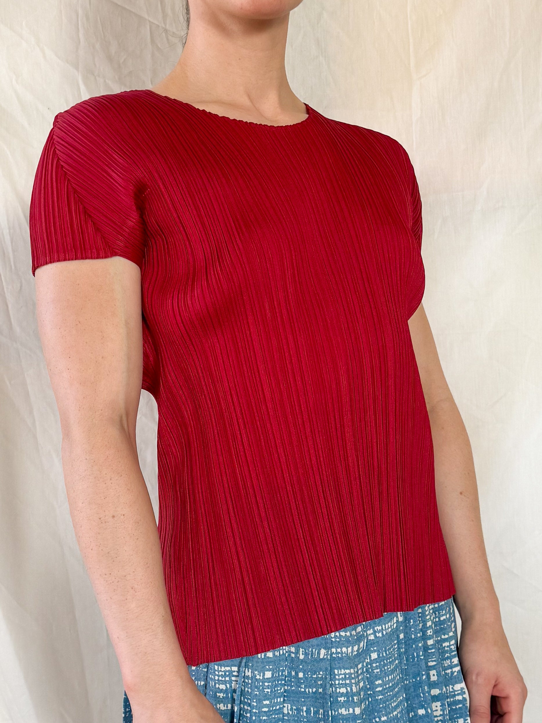 Issey Miyake Pleats Please Red Tee  Icarus Vintage