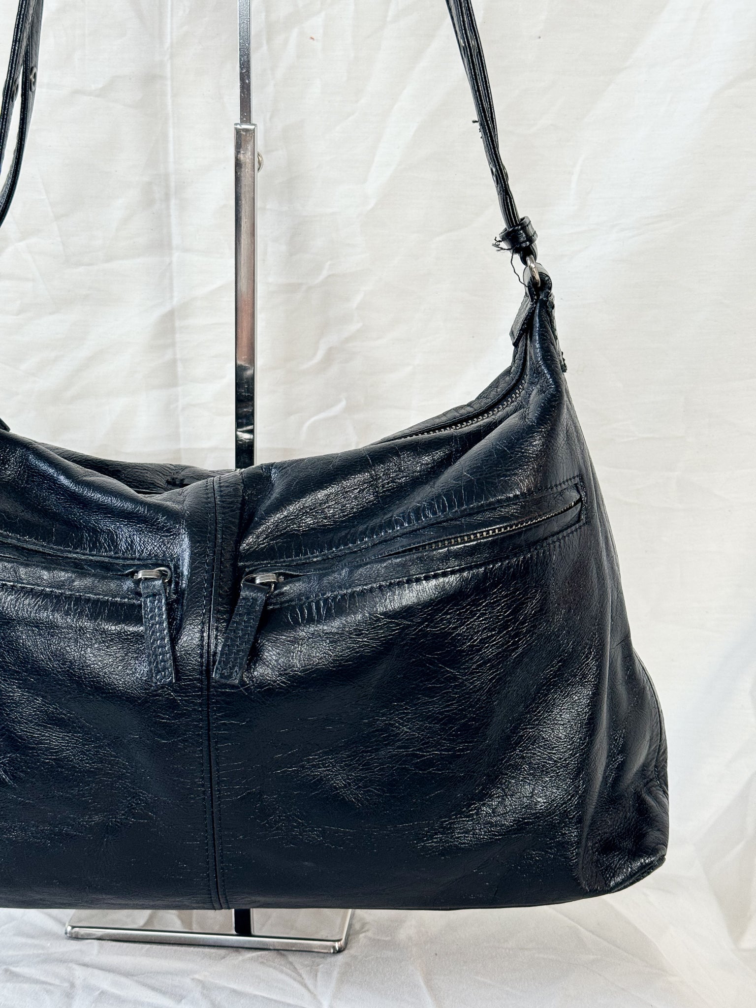 Jean Paul Gaultier Black Leather Shoulder Bag  Icarus Vintage