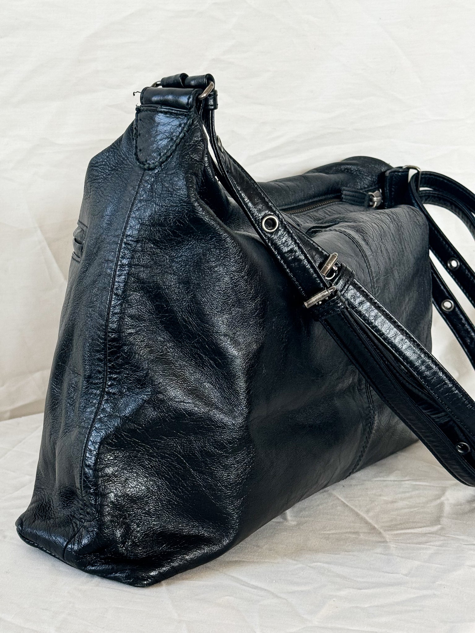 Jean Paul Gaultier Black Leather Shoulder Bag  Icarus Vintage