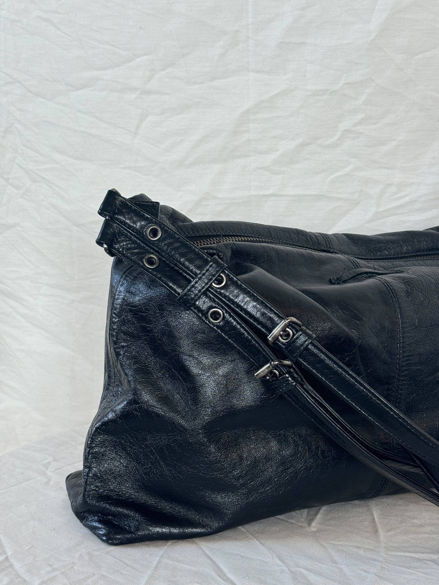 Jean Paul Gaultier Black Leather Shoulder Bag  Icarus Vintage