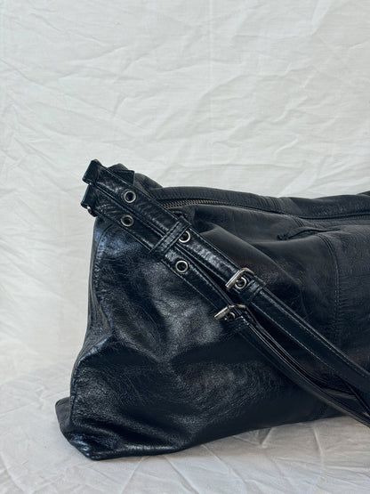 Jean Paul Gaultier Black Leather Shoulder Bag  Icarus Vintage