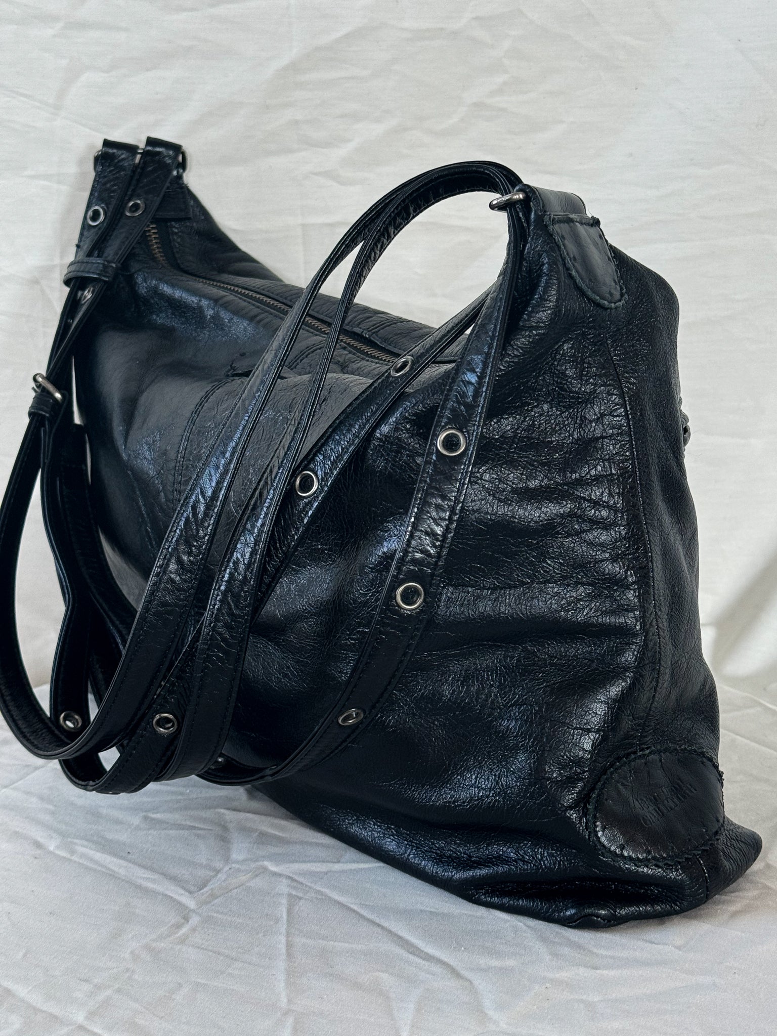 Jean Paul Gaultier Black Leather Shoulder Bag  Icarus Vintage