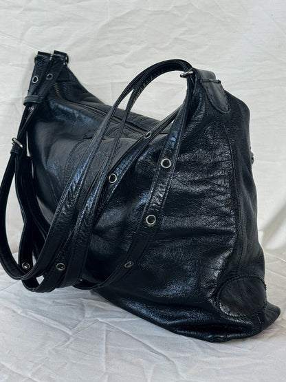 Jean Paul Gaultier Black Leather Shoulder Bag  Icarus Vintage