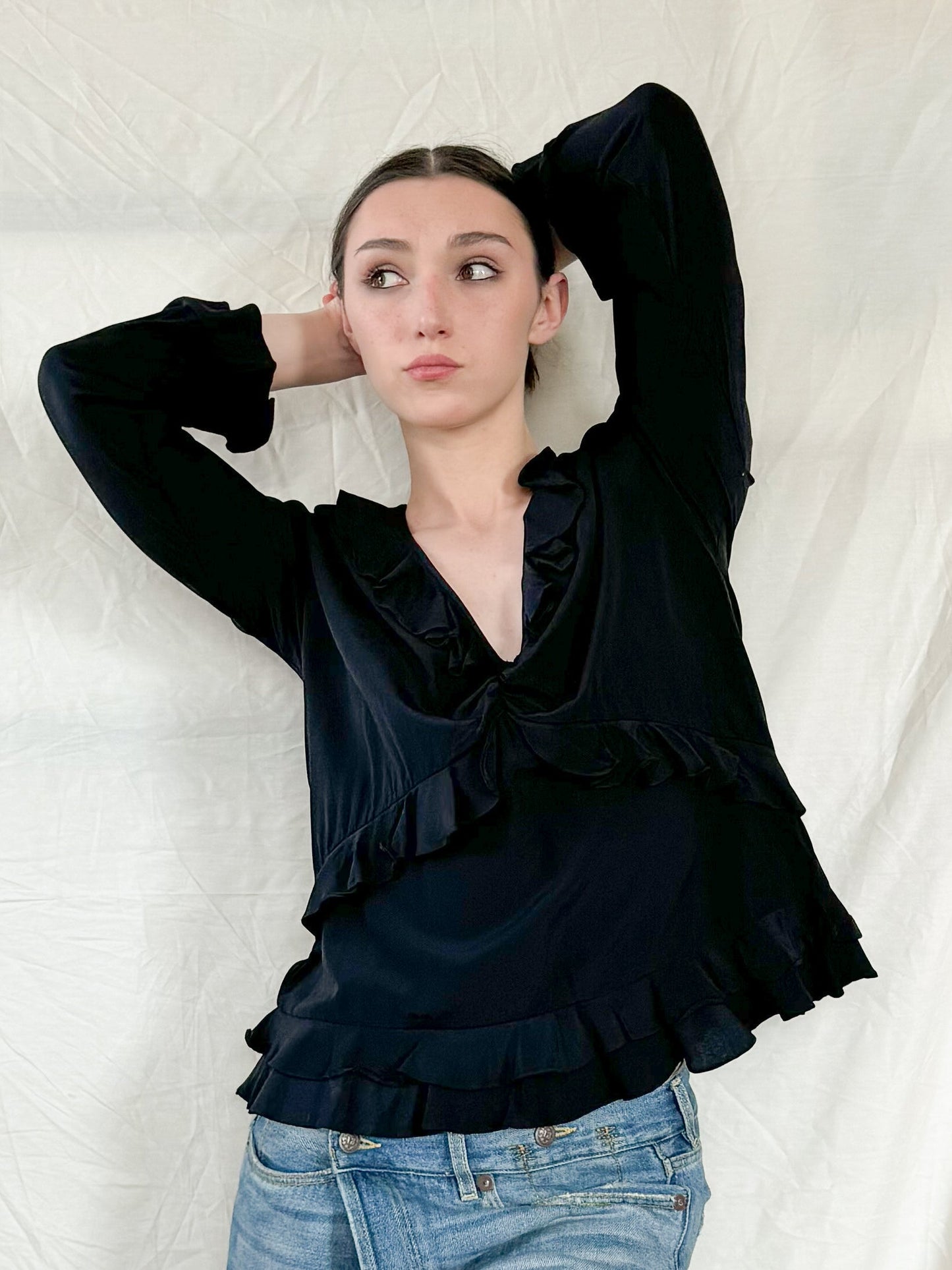 Gucci Spring 1999 Ruffle Top  Icarus Vintage