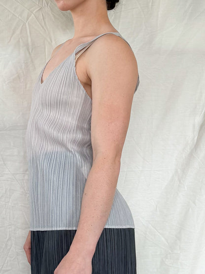Issey Miyake Sheer Gray Pleated Tank  Icarus Vintage