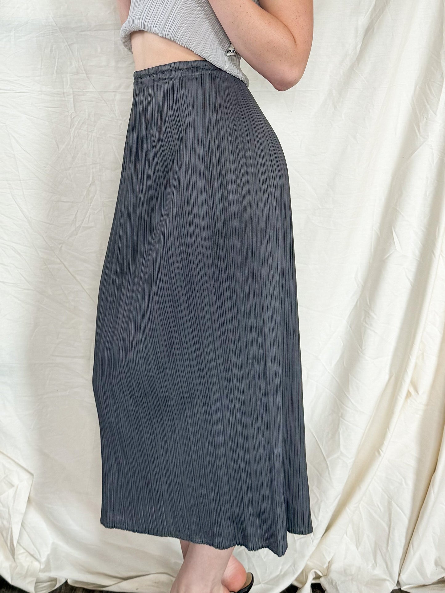 Pleats Please Gray Maxi Skirt  Icarus Vintage