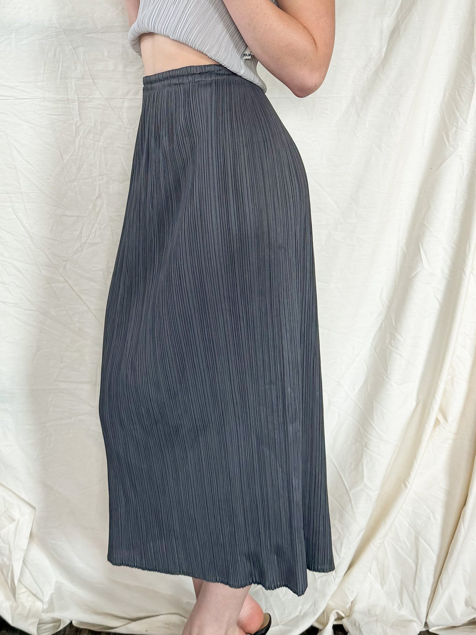 Pleats Please Gray Maxi Skirt  Icarus Vintage