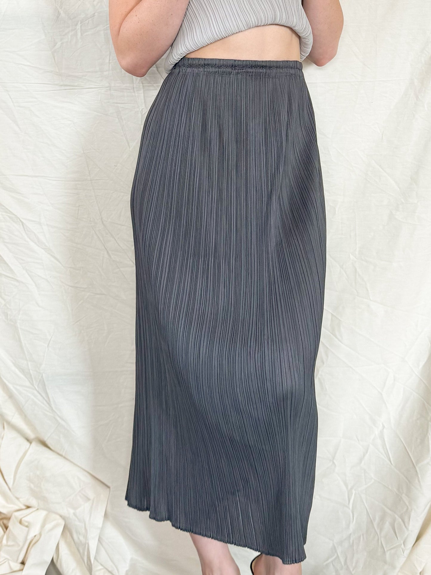 Pleats Please Gray Maxi Skirt  Icarus Vintage