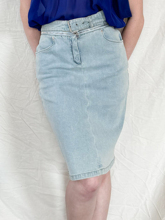Celine Fall 2003 Zippered Denim Skirt  Icarus Vintage