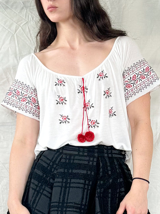 Miu Miu Needlepoint Embroidered Peasant Top  Icarus Vintage