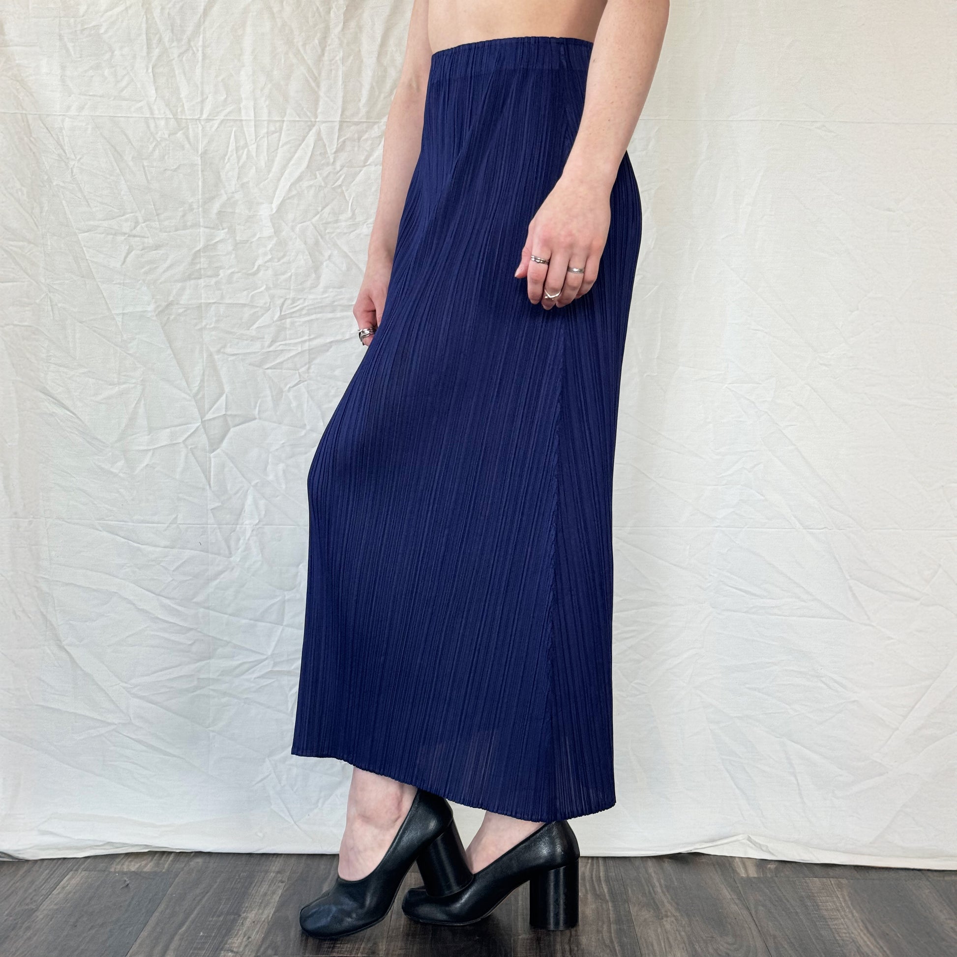 Issey Miyake Pleats Please Navy A-Line Skirt  Icarus Vintage