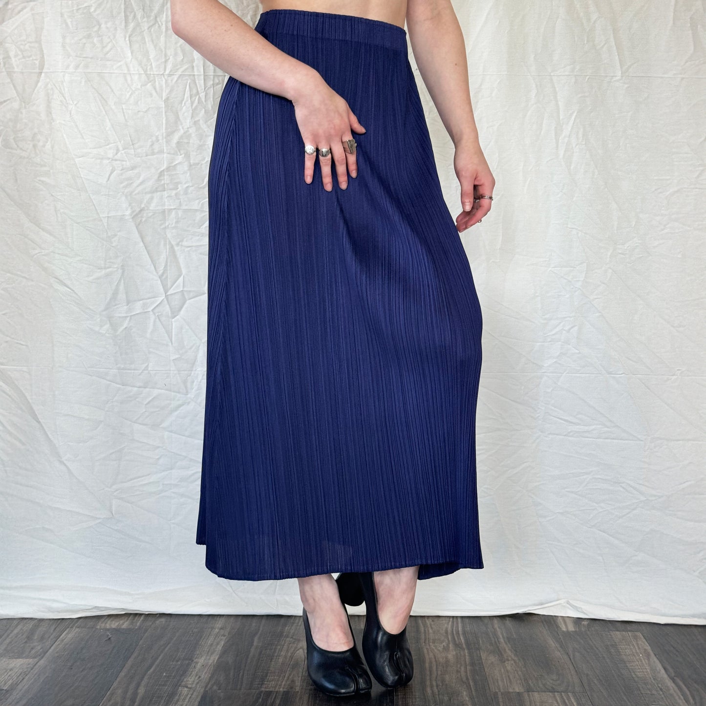 Issey Miyake Pleats Please Navy A-Line Skirt  Icarus Vintage