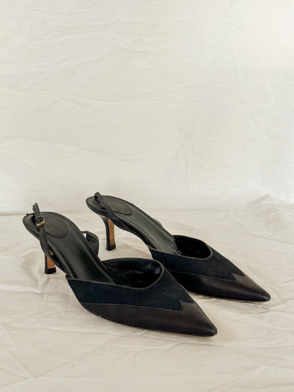 Gucci Black Kitten Heel Slingbacks  Icarus Vintage