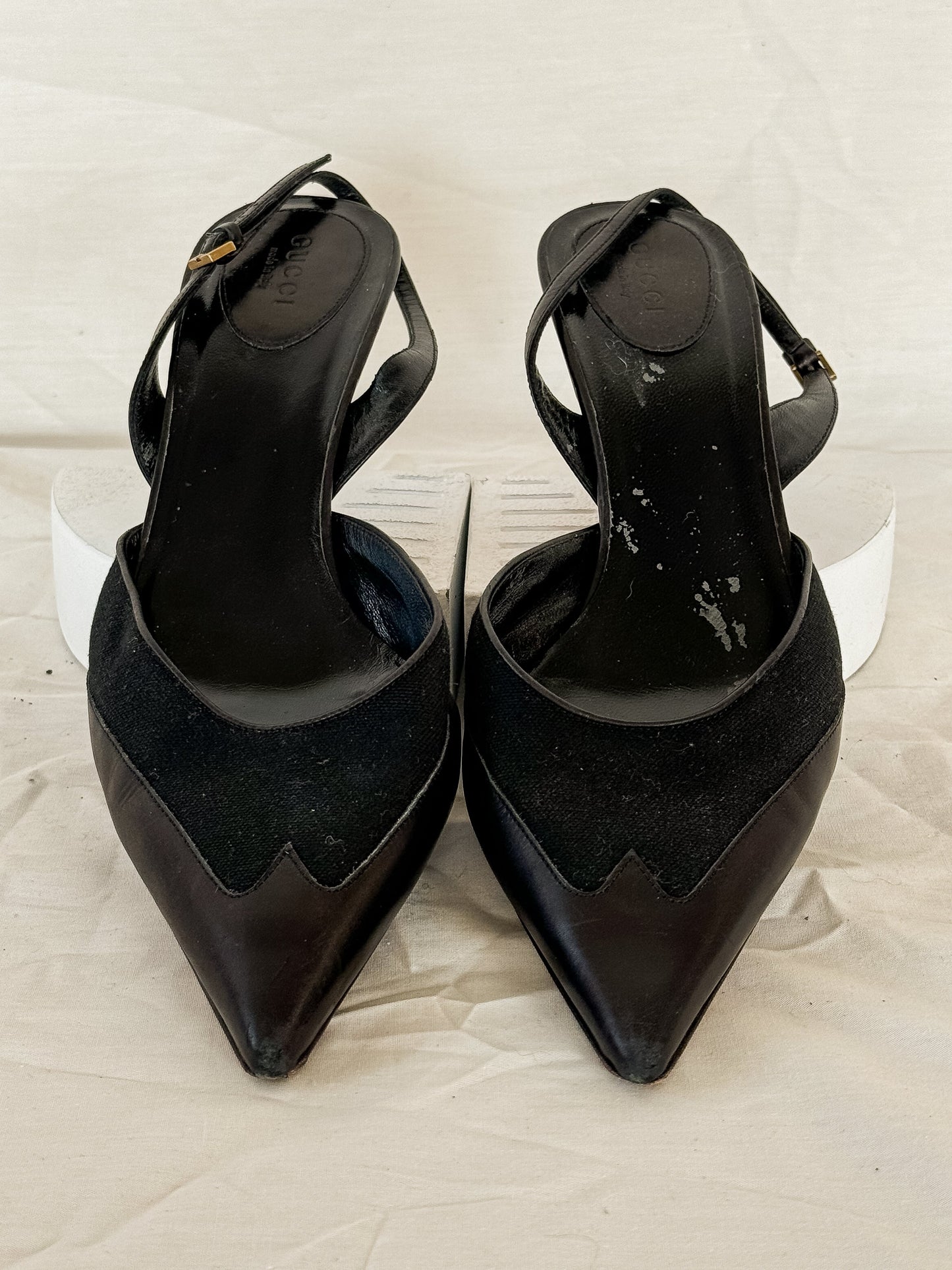 Gucci Black Kitten Heel Slingbacks  Icarus Vintage