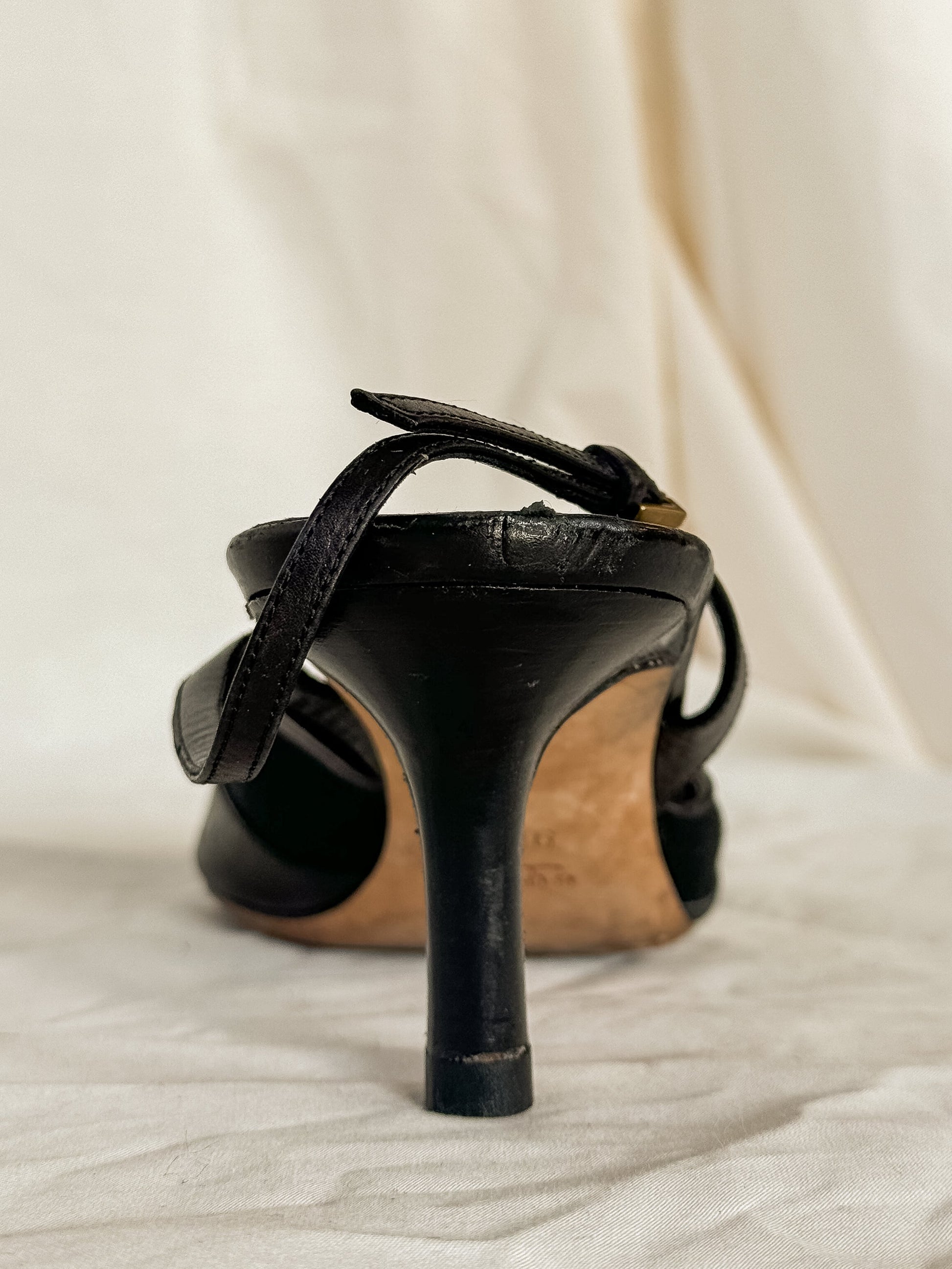 Gucci Black Kitten Heel Slingbacks  Icarus Vintage