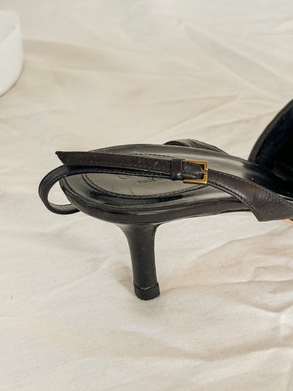 Gucci Black Kitten Heel Slingbacks  Icarus Vintage