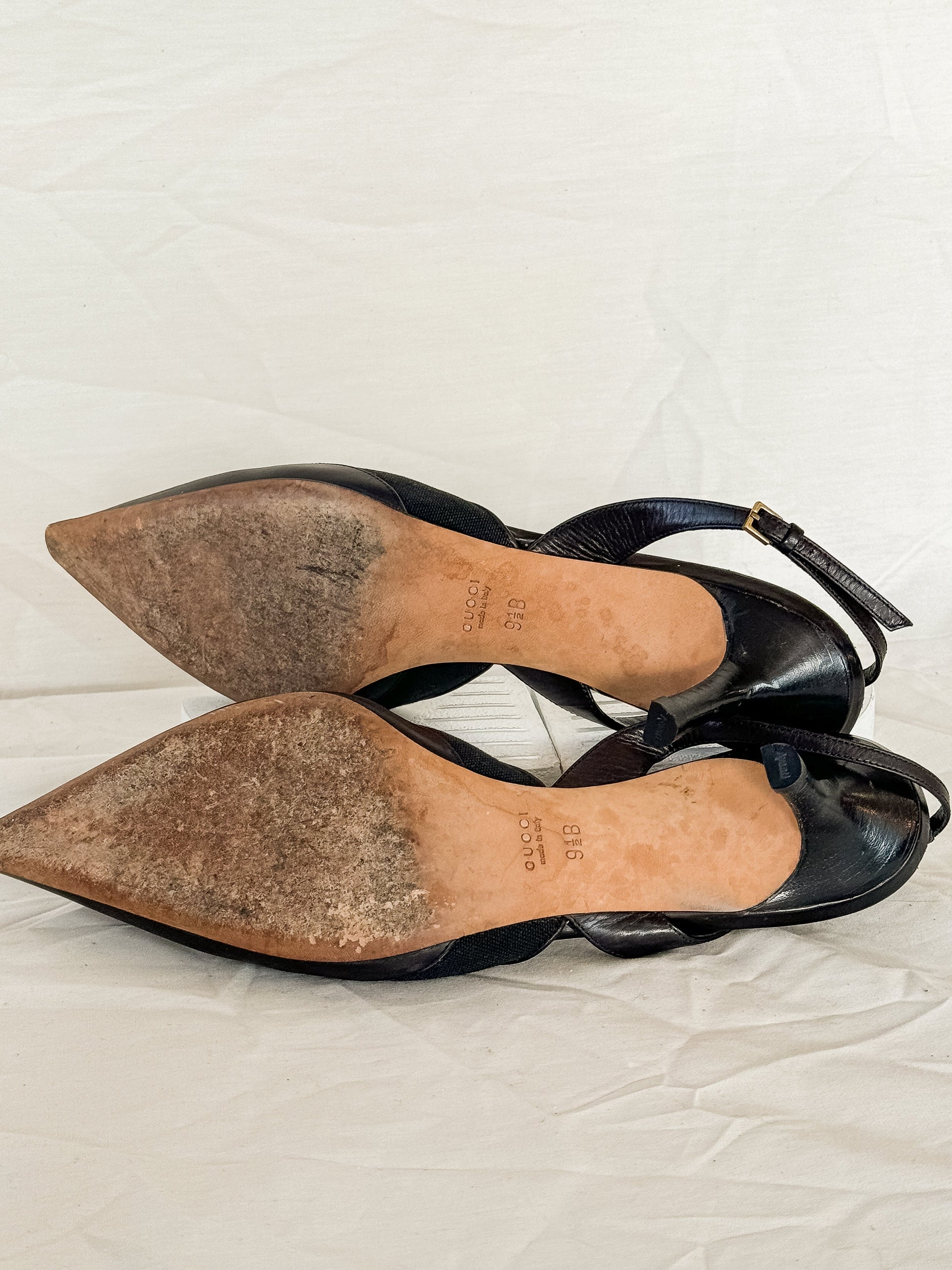 Gucci Black Kitten Heel Slingbacks  Icarus Vintage