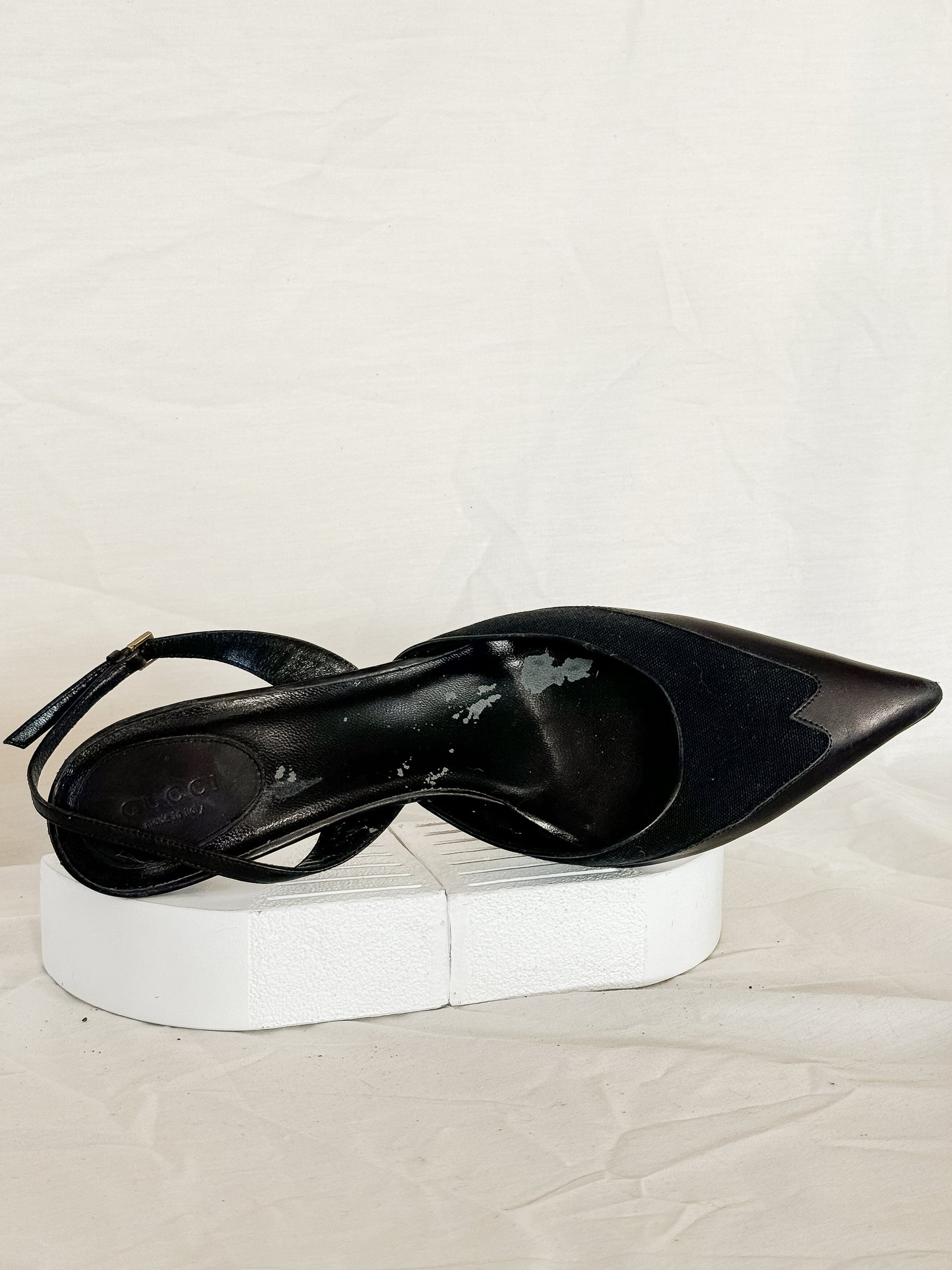 Gucci Black Kitten Heel Slingbacks  Icarus Vintage