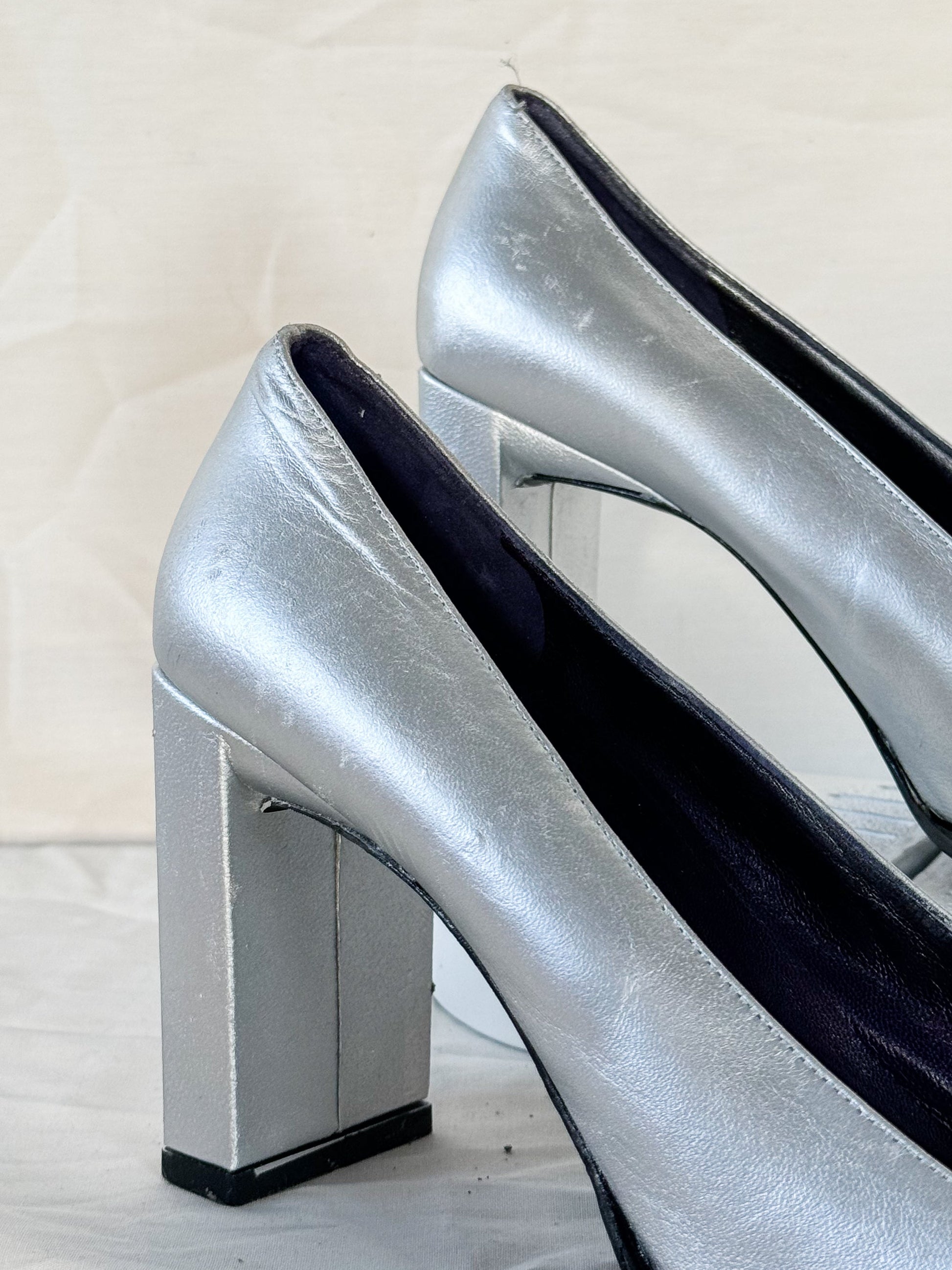 Fendi Silver 'FF' Crystal Pumps  Icarus Vintage