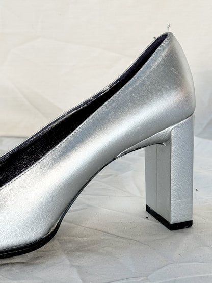 Fendi Silver 'FF' Crystal Pumps  Icarus Vintage