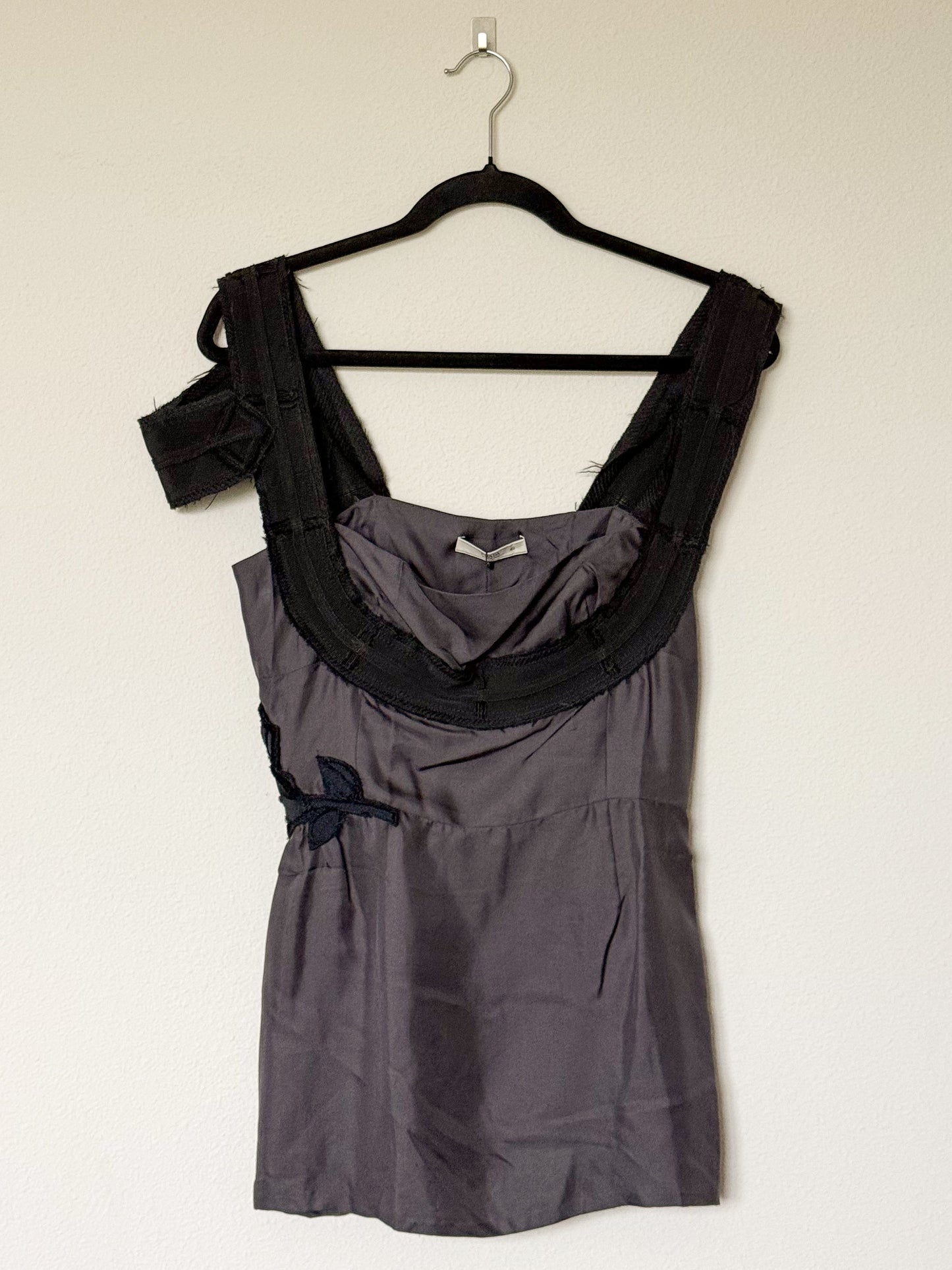 Prada Fall 2003 Gray Silk Top  Icarus Vintage