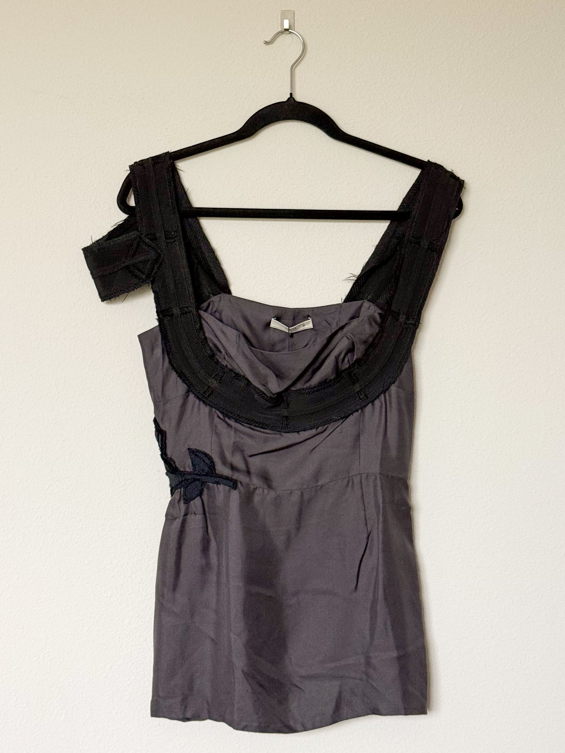 Prada Fall 2003 Gray Silk Top  Icarus Vintage