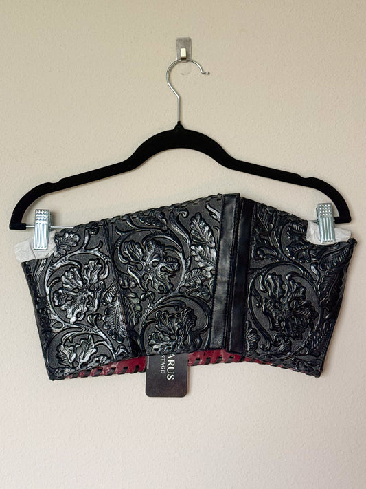 Kenzo Black Embossed Leather Bustier  Icarus Vintage