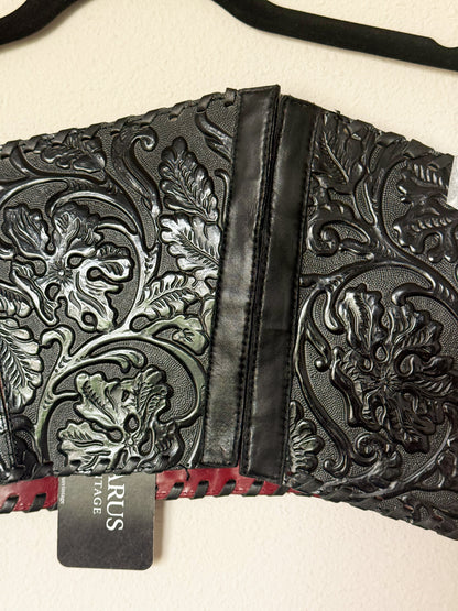 Kenzo Black Embossed Leather Bustier  Icarus Vintage