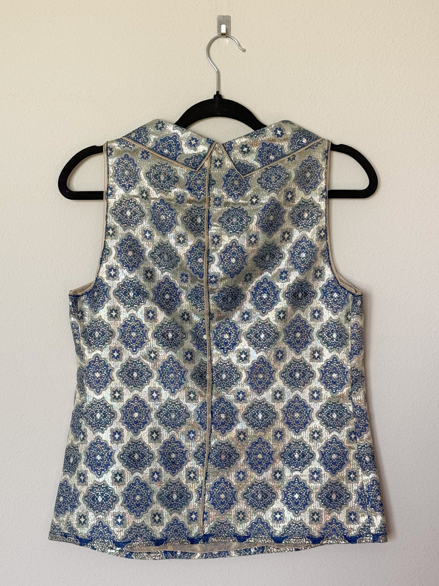 Prada Spring 2002 Navy and Gold Brocade Top  Icarus Vintage
