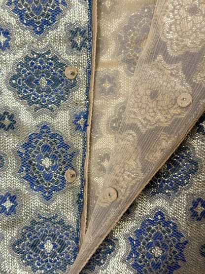 Prada Spring 2002 Navy and Gold Brocade Top  Icarus Vintage