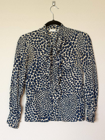 Prada Spring 2000 Runway Heart Print Silk Blouse  Icarus Vintage