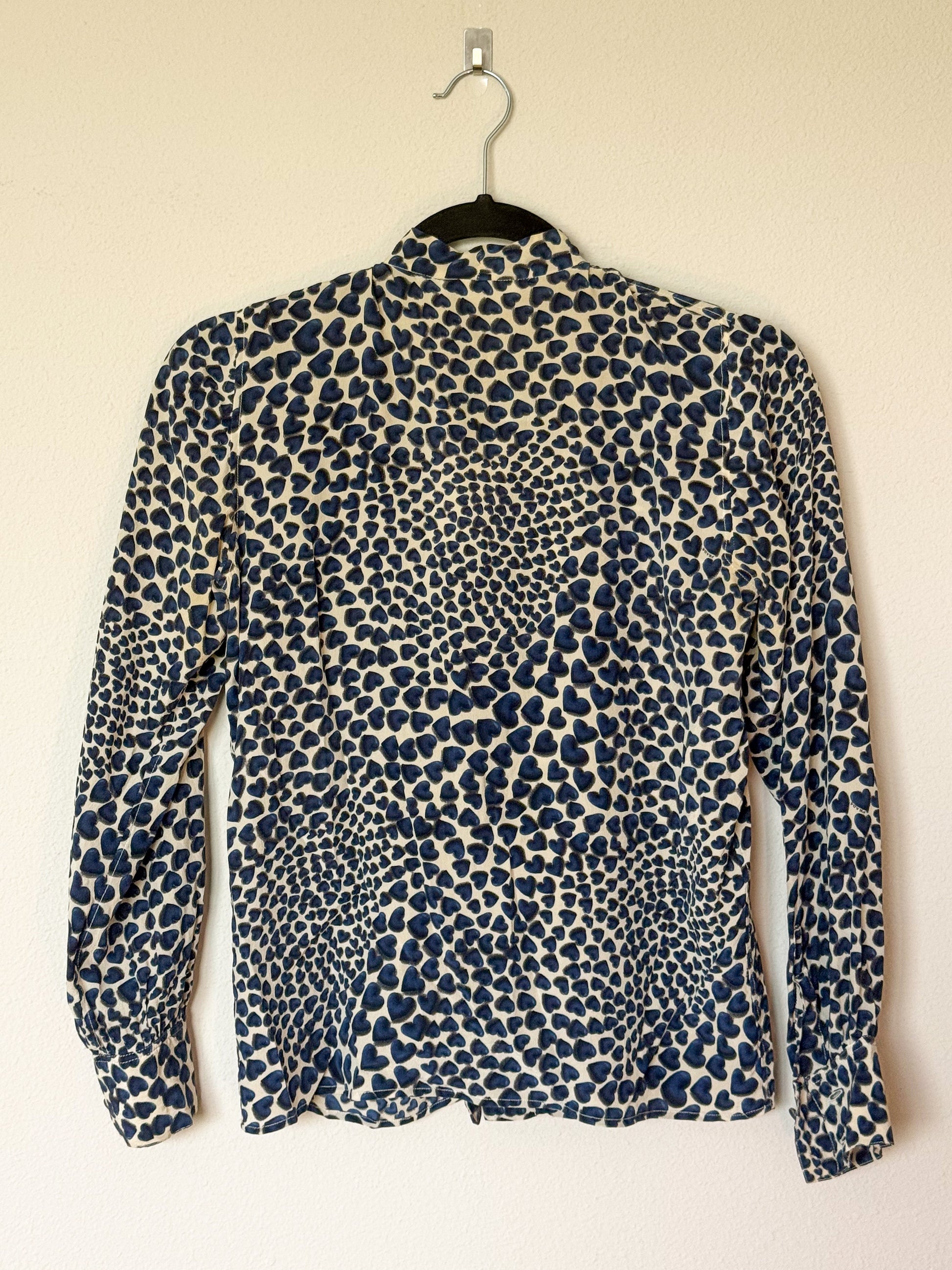 Prada Spring 2000 Runway Heart Print Silk Blouse  Icarus Vintage