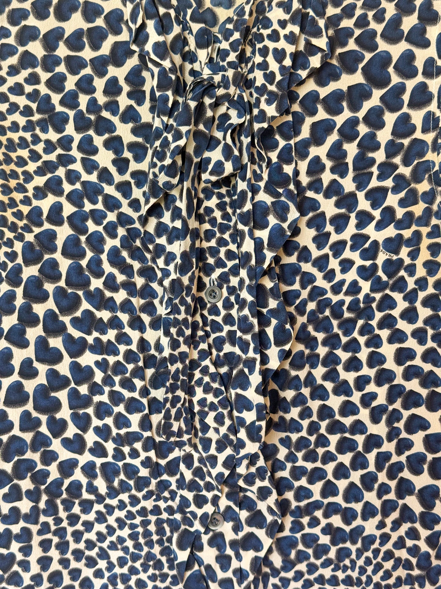 Prada Spring 2000 Runway Heart Print Silk Blouse  Icarus Vintage