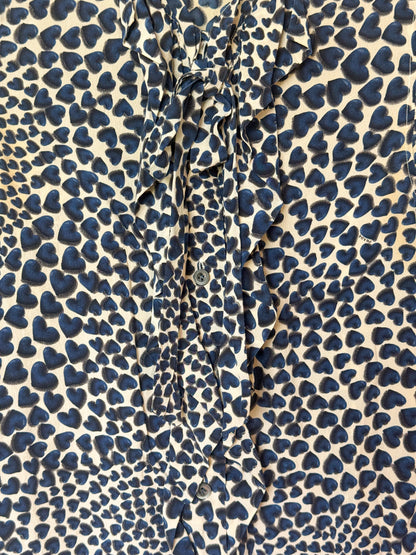 Prada Spring 2000 Runway Heart Print Silk Blouse  Icarus Vintage