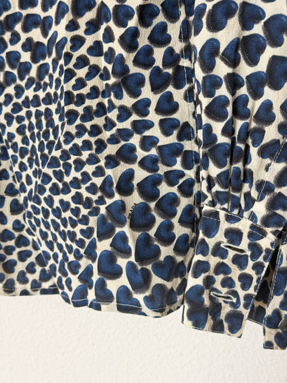 Prada Spring 2000 Runway Heart Print Silk Blouse  Icarus Vintage