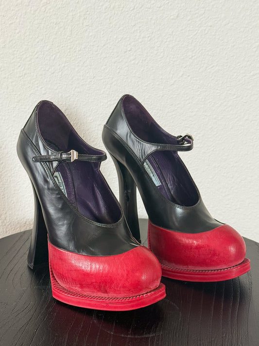 Prada Fall 2012 Platform Mary Janes w/ Red Rubber Sole  Icarus Vintage