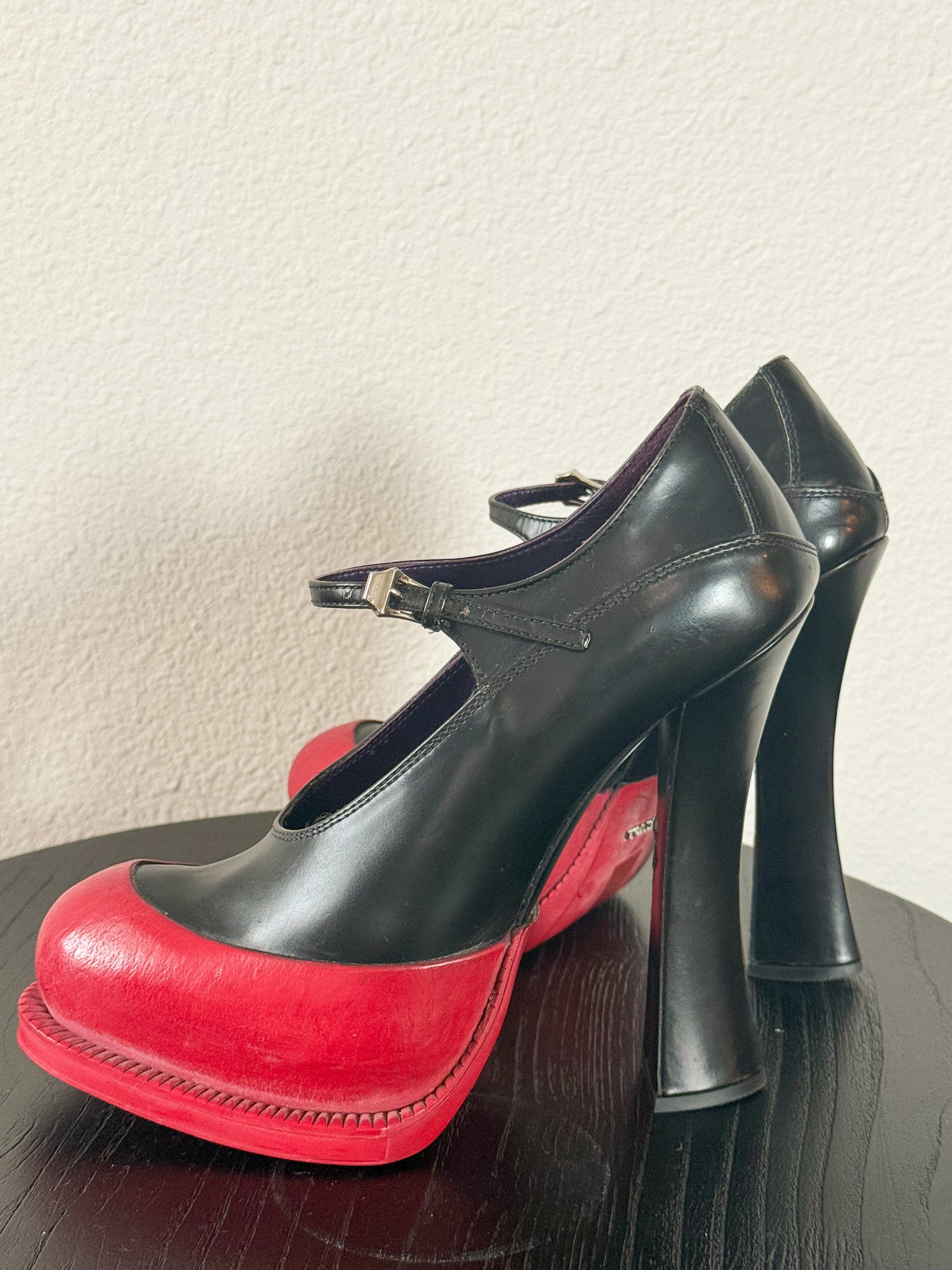 Prada Fall 2012 Platform Mary Janes w/ Red Rubber Sole  Icarus Vintage