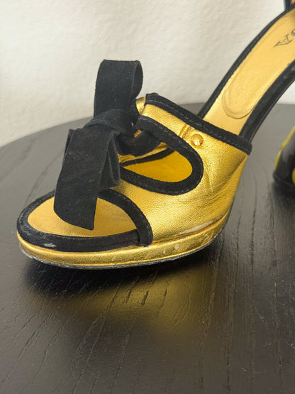 Prada Spring 2008 Gold and Black Orchid Fairy Heels  Icarus Vintage