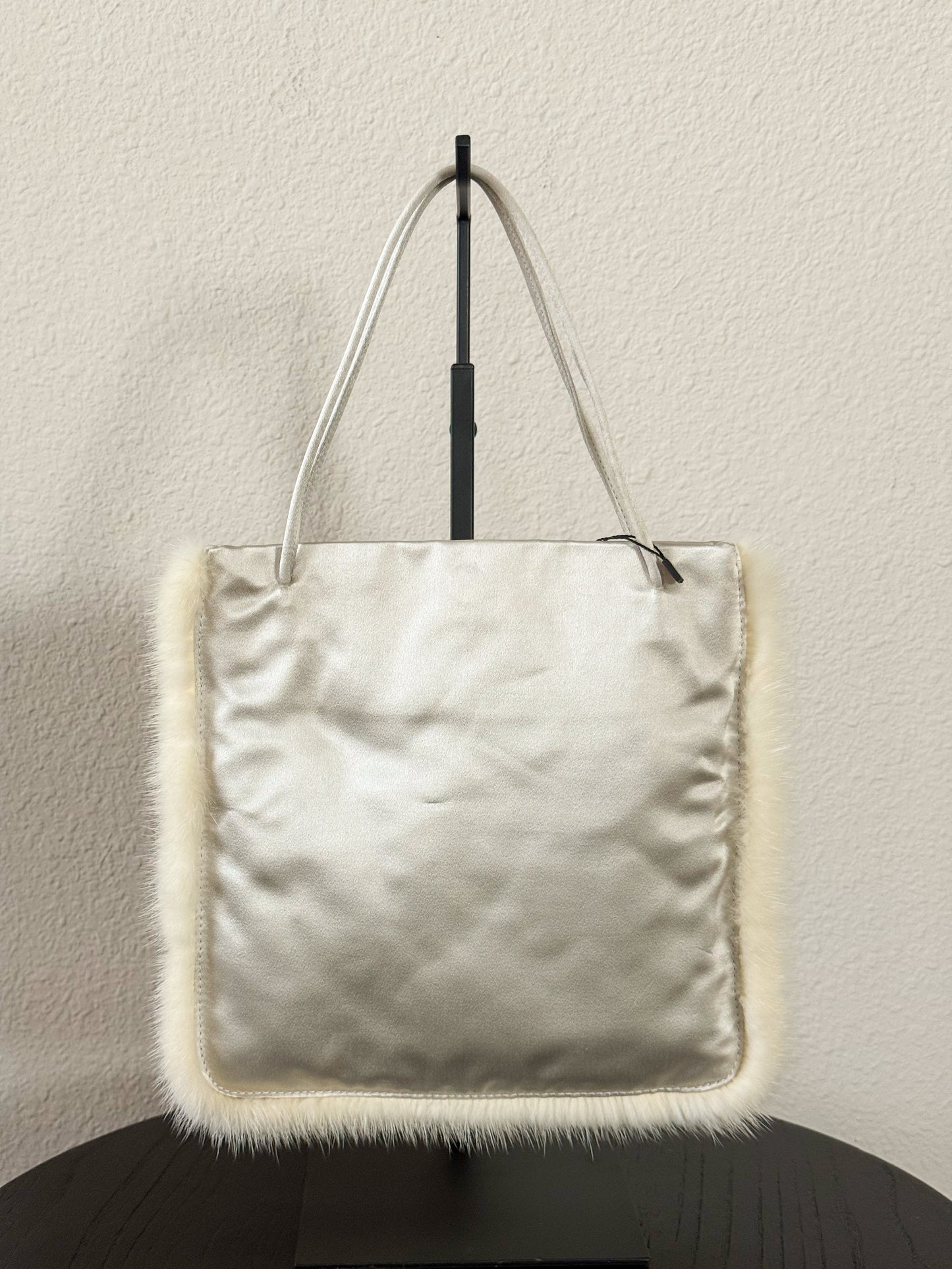 Prada Spring 1998 Silk Handbag w/ Mink Trim  Icarus Vintage