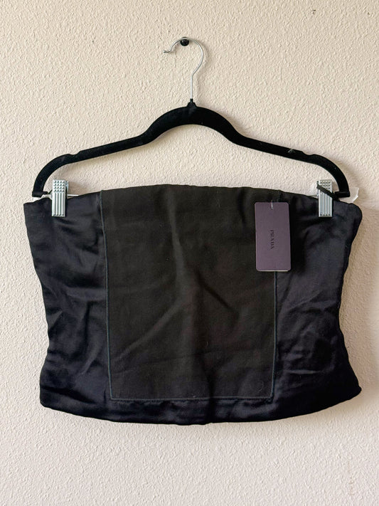 Prada Spring 1998 Black Silk and Linen Strapless Top  Icarus Vintage
