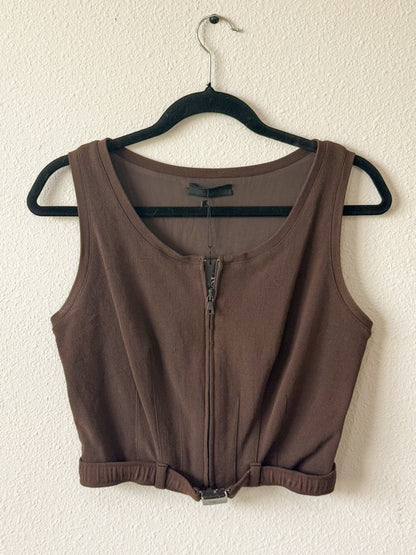 Prada Spring 1995 Brown Cropped Vest  Icarus Vintage